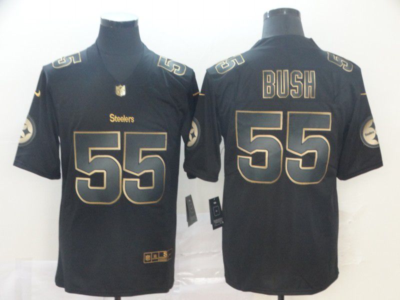 Men Pittsburgh Steelers #55 Bush Nike Vapor Limited Black Golden NFL Jerseys->pittsburgh steelers->NFL Jersey